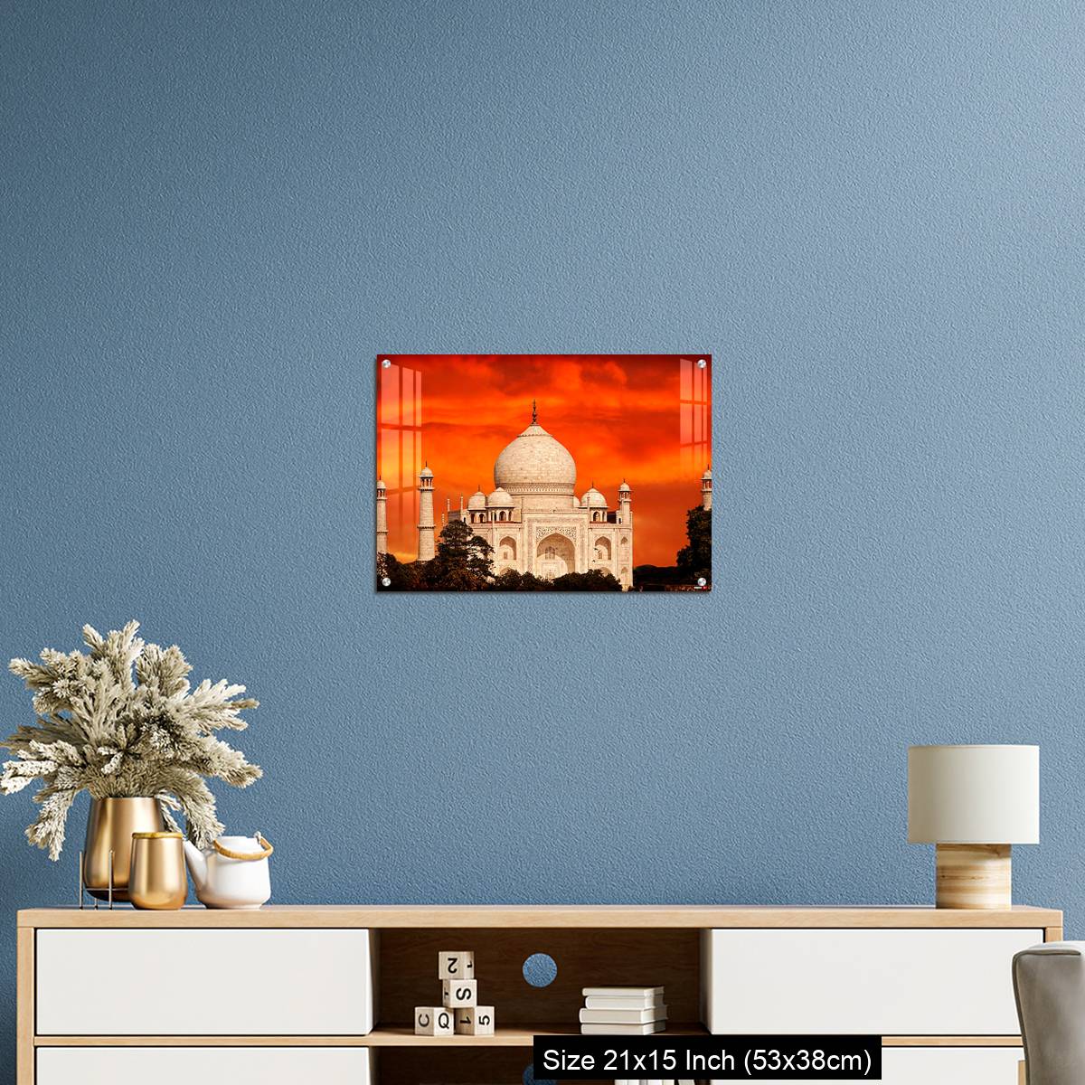 OMGs Acrylic Wall Decor – Retro filtered sunset over Taj Mahal, India. - Image 17
