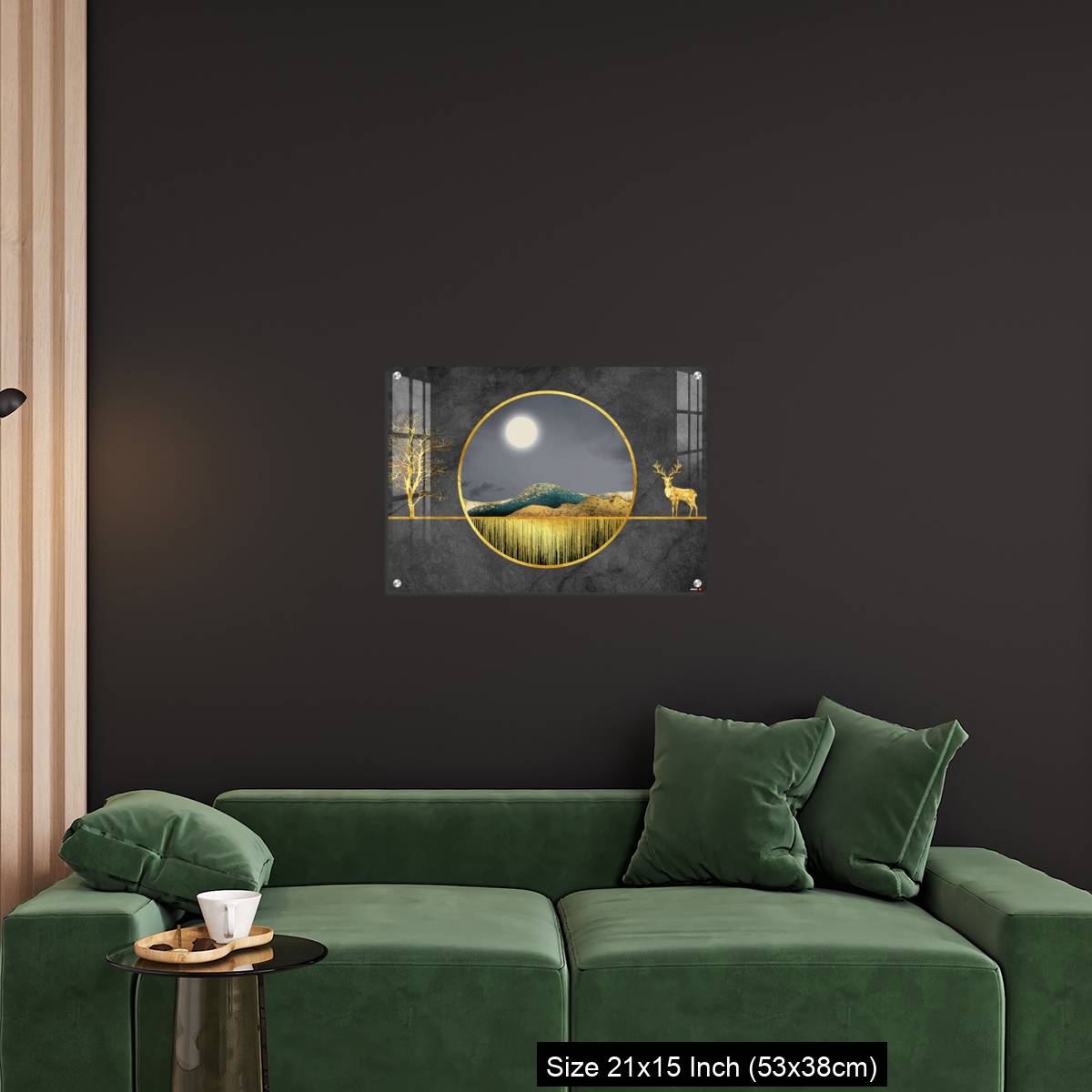 OMGs Acrylic Wall Decor – Colorful mountains, golden deer, golden trees, and golden lines. - Image 18