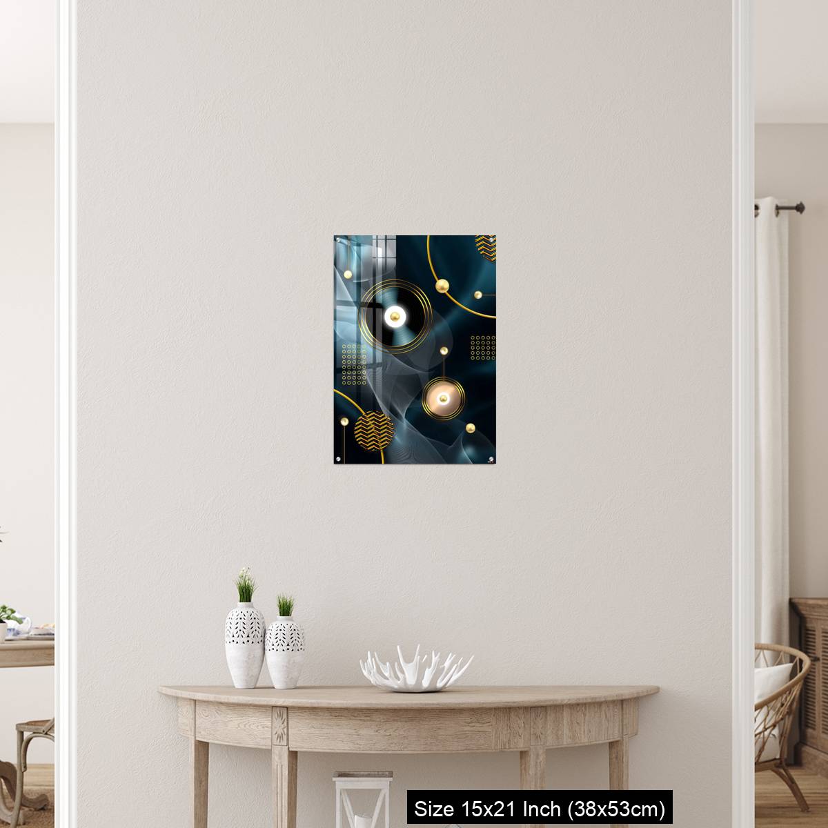 OMGs Acrylic Wall Decor – Golden lines and circle in dark blue background - Image 19