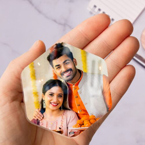 Alternative view of OMGs Hexa Shape Acrylic Fridge Magnet