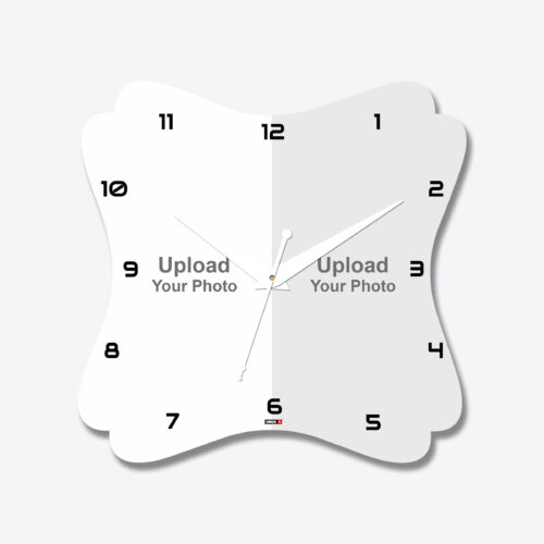 2 Photos Floral Shape Acrylic Wall Clock