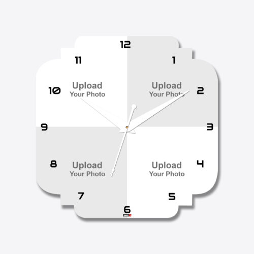 4 Photo Symmetrical Shape Acrylic Wall Clock