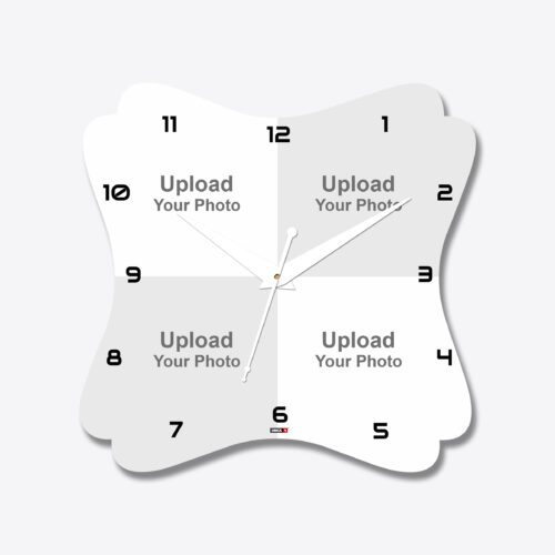 4 Photos Floral Shape Acrylic Wall Clock