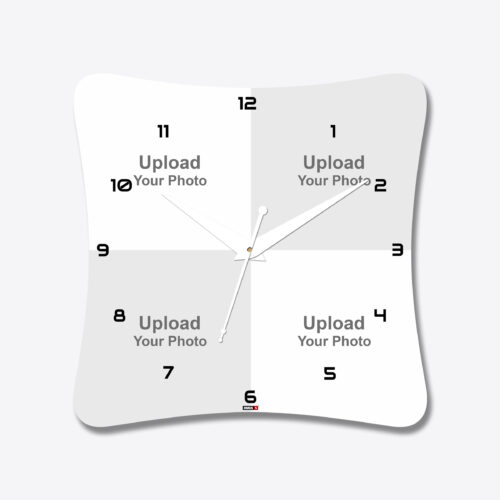 4 Photos Curved Shape Acrylic Wall Clock