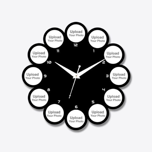 12 Circle Photos Acrylic Photo Wall Clock