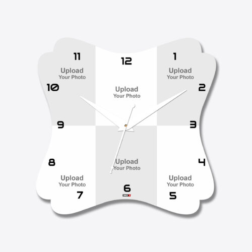 6 Photos Floral Shape Acrylic Wall Clock