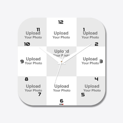 9 Photo Round Collage Acrylic Photo Wall Clock