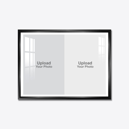 Aluminium Framed Acrylic Photo - Landscape 2 Pics Collage Black