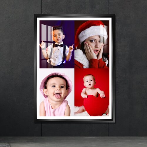 Alternative view of Aluminium Framed Acrylic Photo - Portrait 4 Pics Collage Black