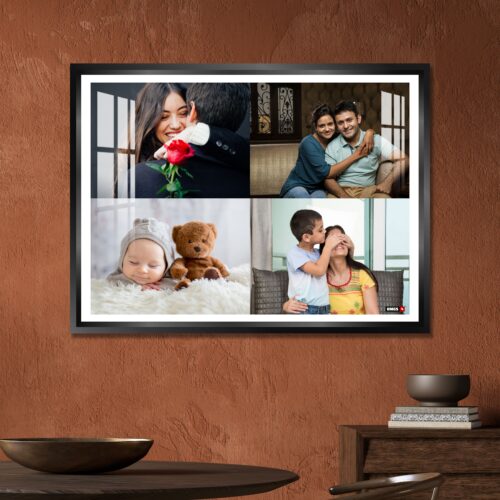 Alternative view of Aluminium Framed Acrylic Photo - Landscape 4 Pics Collage Black