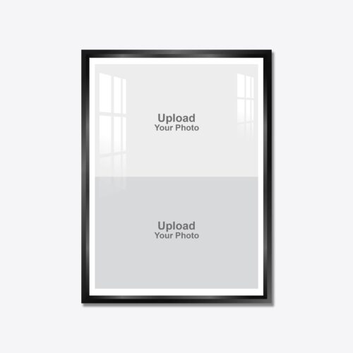 Aluminium Framed Acrylic Photo - Portrait 2 Pics Collage Black
