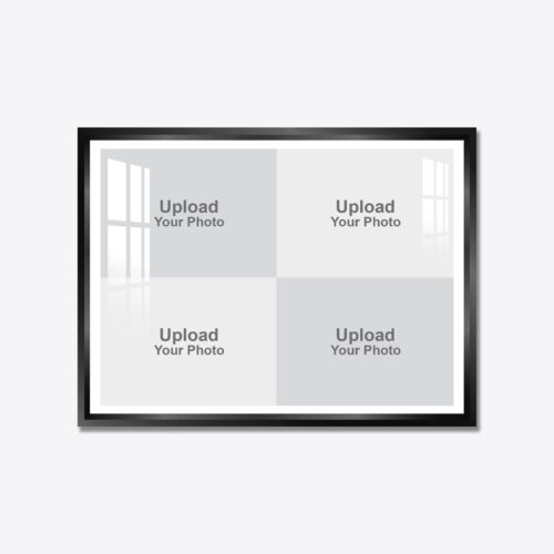 Aluminium Framed Acrylic Photo - Landscape 4 Pics Collage Black