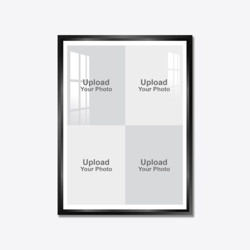 Aluminium Framed Acrylic Photo - Portrait 4 Pics Collage Black