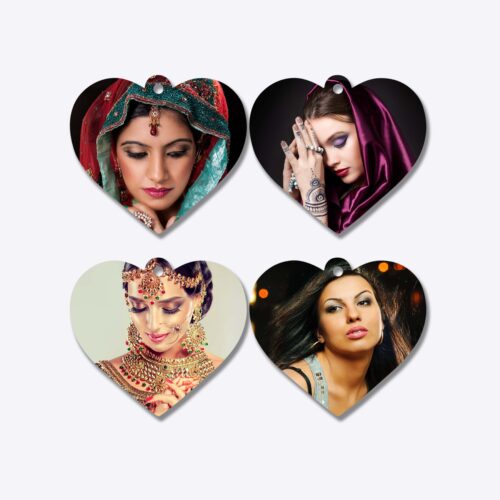 Alternative view of OMGs 2 Keychains Heart shape with 4 Photos