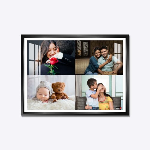 Alternative view of Aluminium Framed Acrylic Photo - Landscape 4 Pics Collage Black