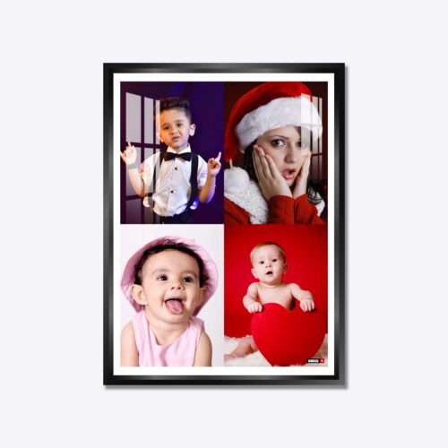 Alternative view of Aluminium Framed Acrylic Photo - Portrait 4 Pics Collage Black