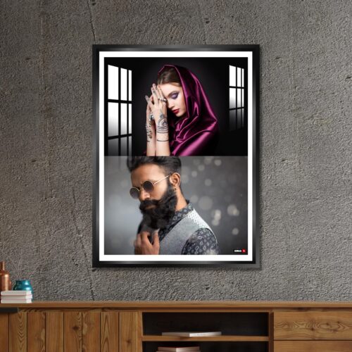 Alternative view of Aluminium Framed Acrylic Photo - Portrait 2 Pics Collage Black