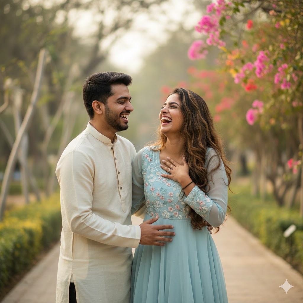 Laugh Mid-Conversation pose