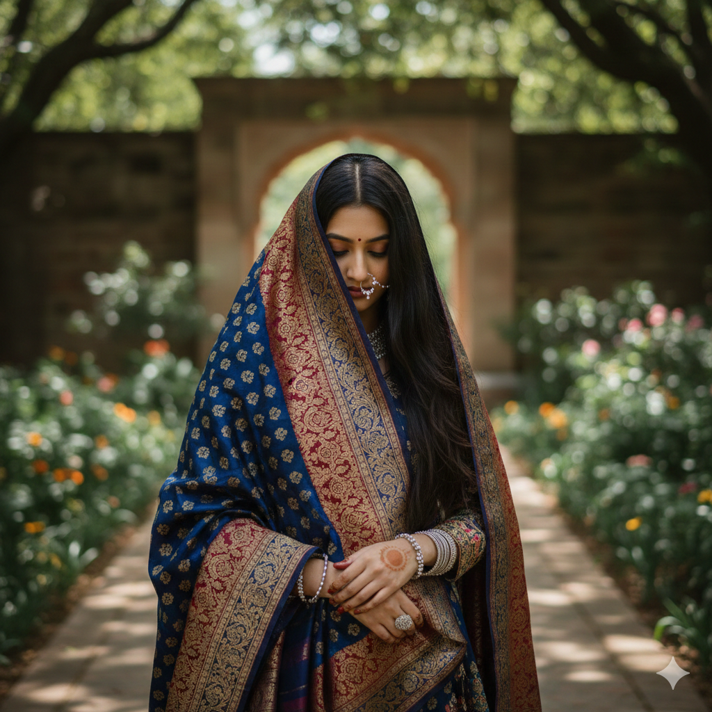 Dupatta or Pallu Pose 