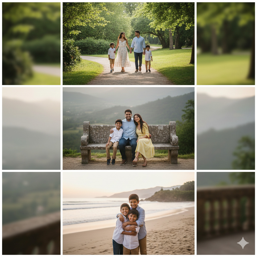 Family travel photo poses