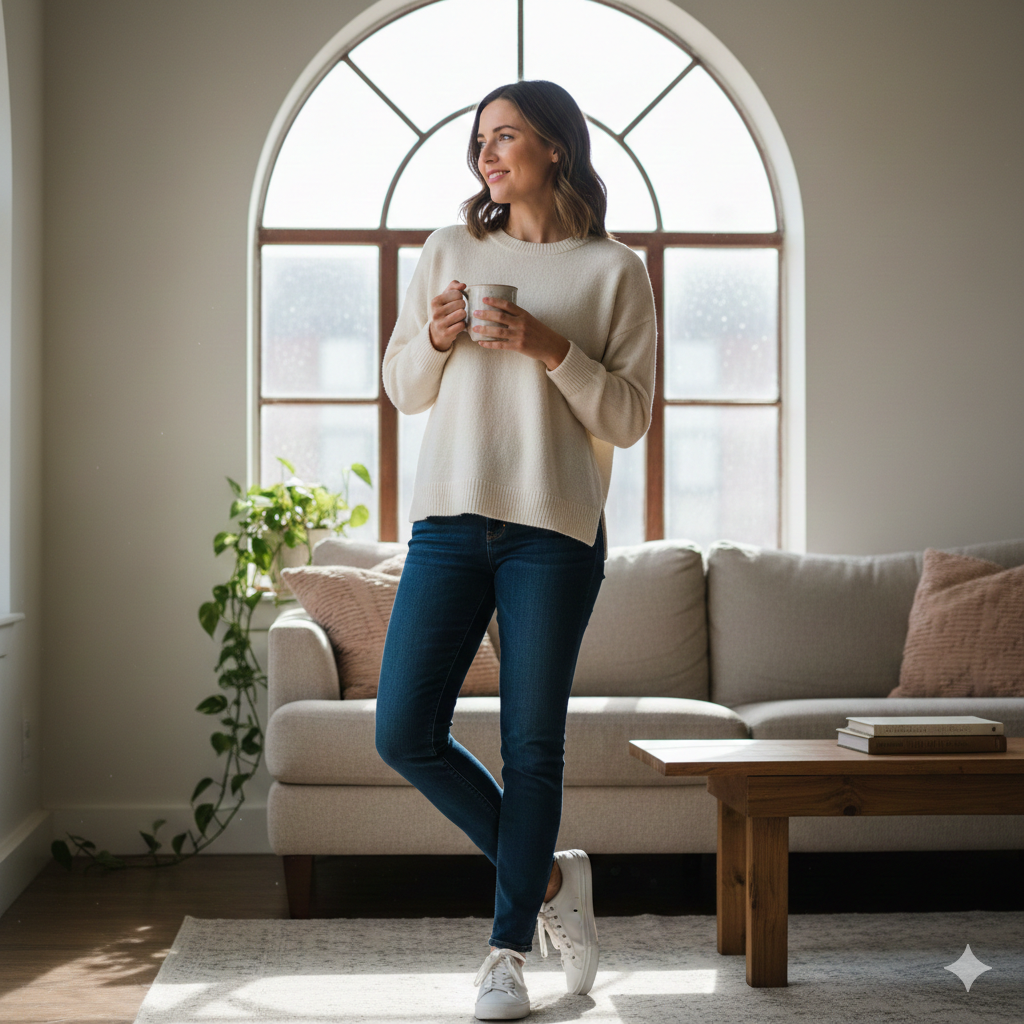 Standing Near a Window for Natural Light