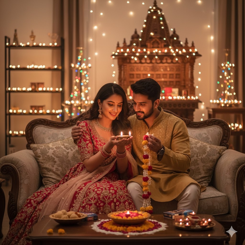 Diwali or Festive Lamp Pose