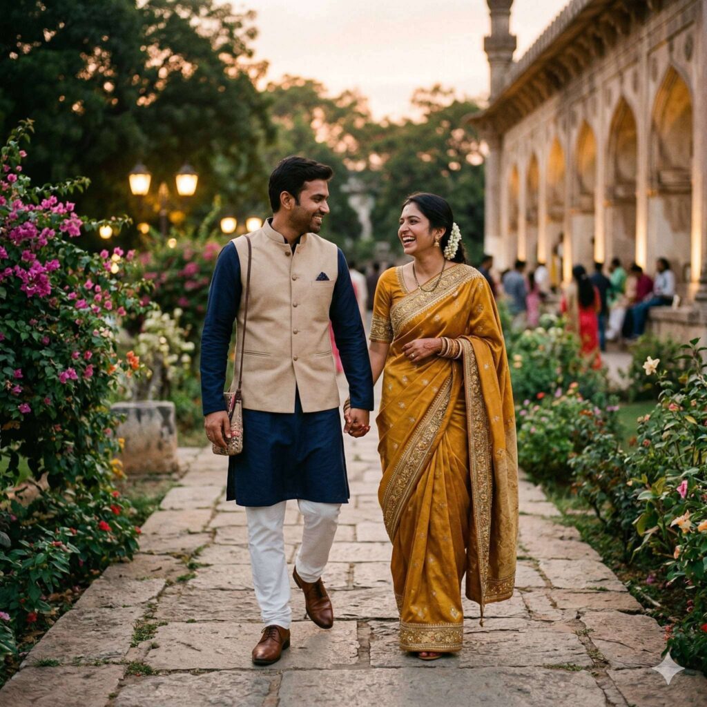 Candid Traditional Couple Photo Poses Walking Together