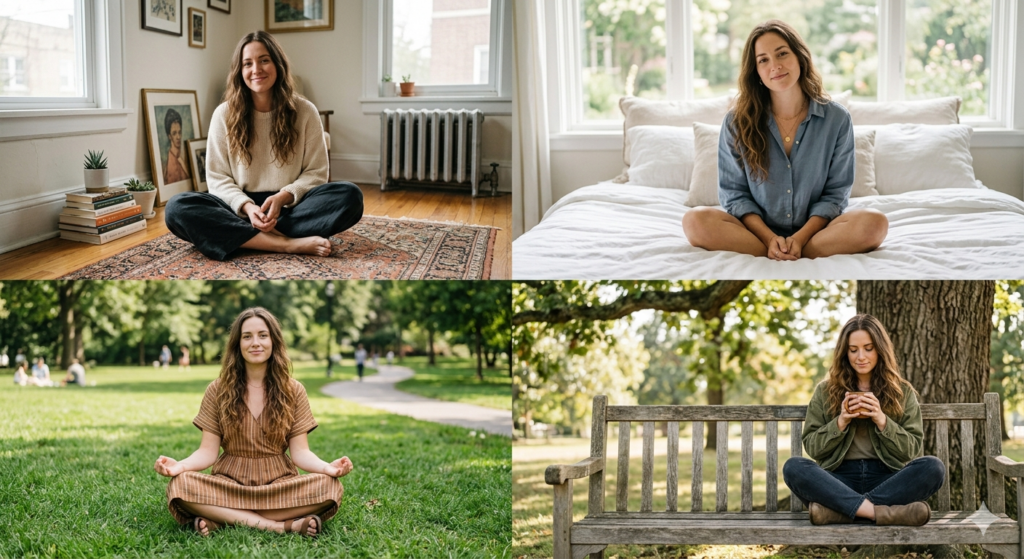 Cross-Legged Pose Aesthetic Photo Poses