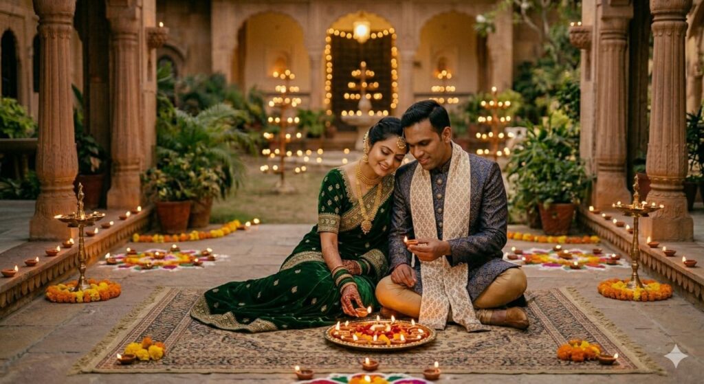 Diwali Pose with Diyas