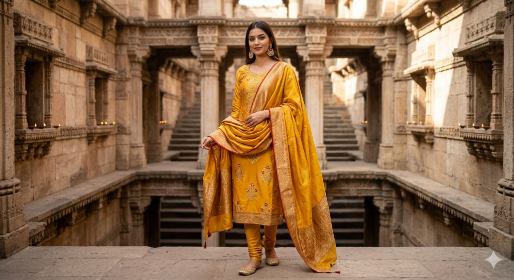Holding the Dupatta Pose in Salwar Suit