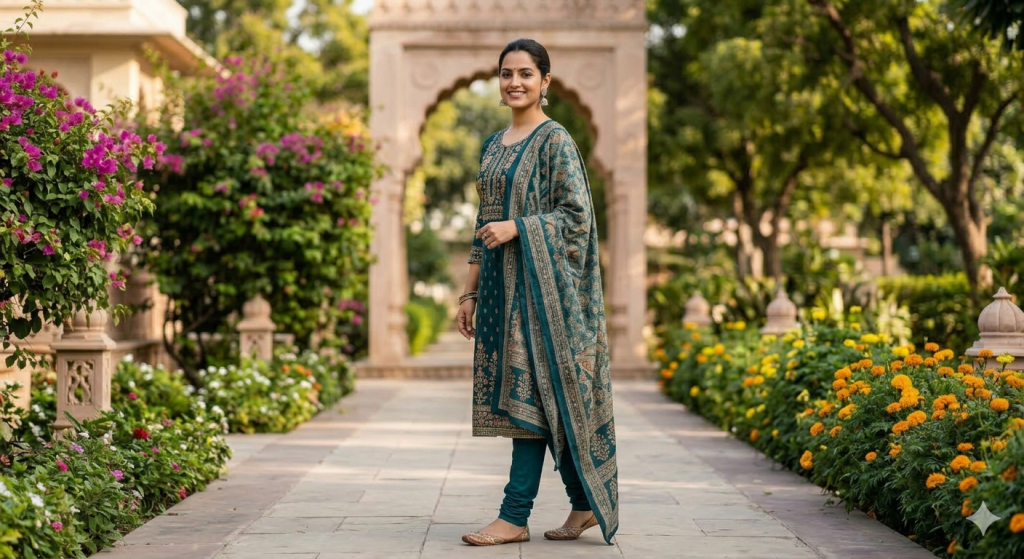 Slight Turn Pose in Kurti and salwar suit