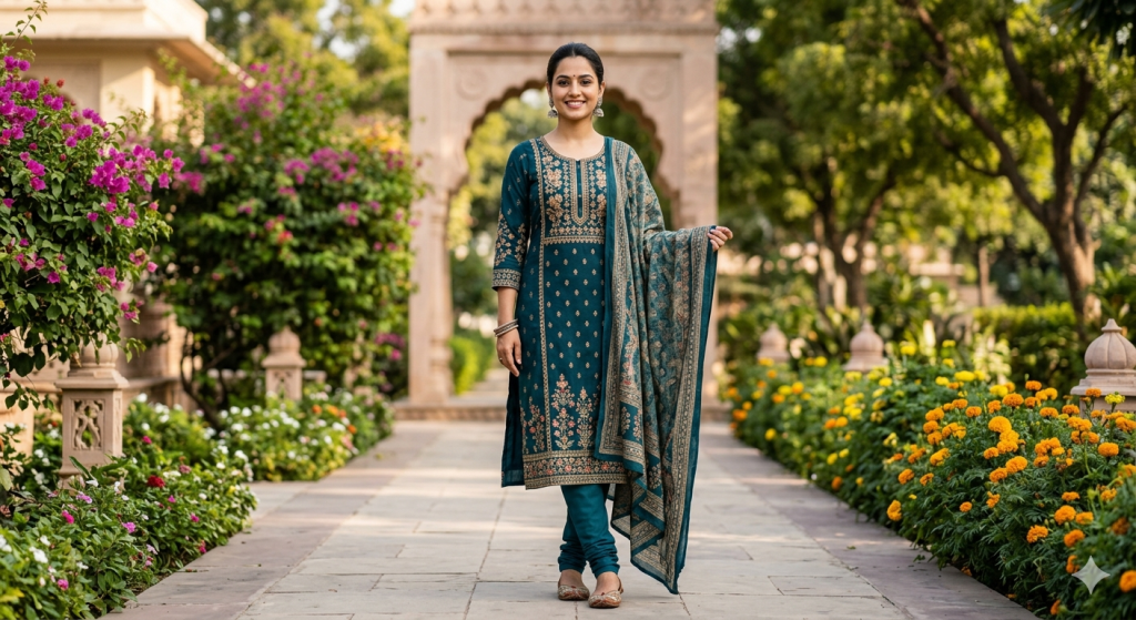 Straight Posture Pose in Kurti & Salwar Suit