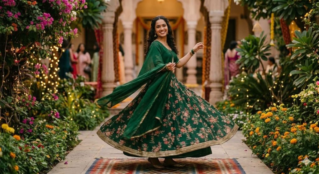 The Twirling Lehenga Pose