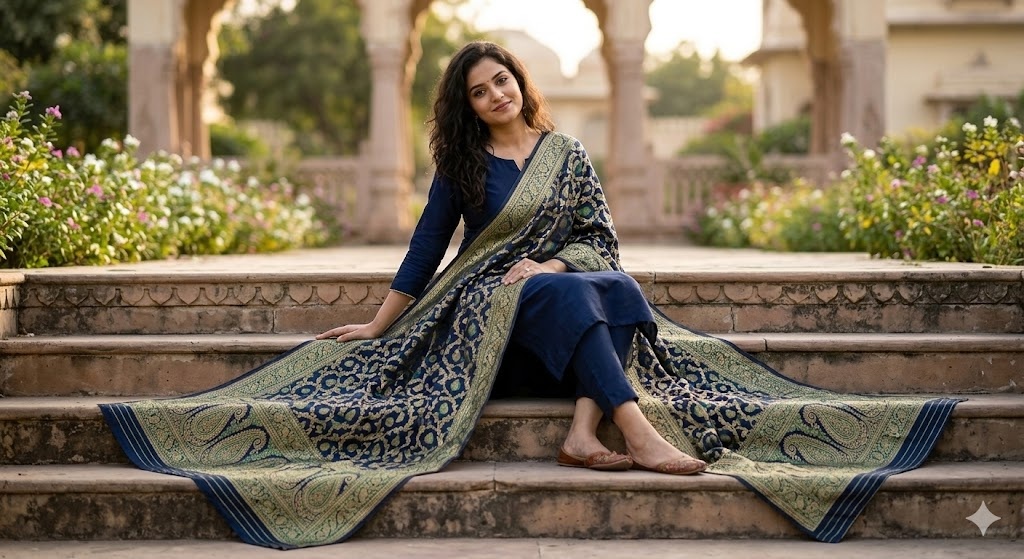 Sitting with Dupatta Spread