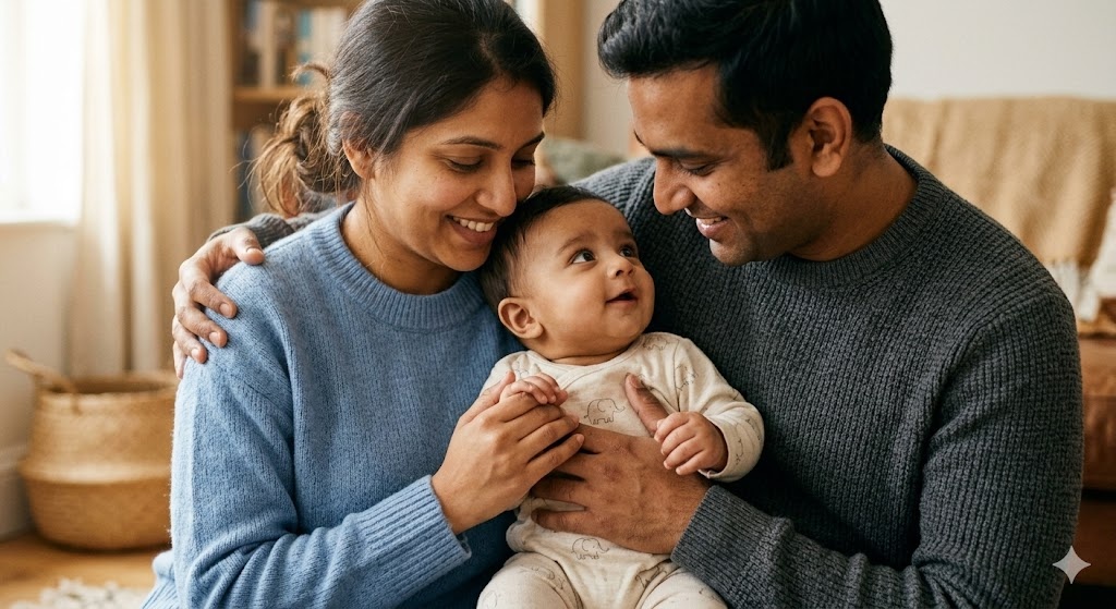 Baby Looking at One Parent