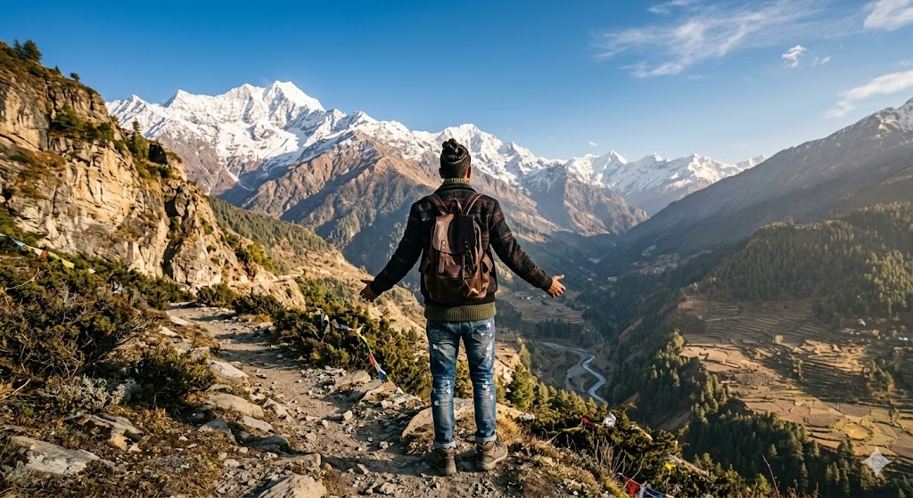 Back Pose Facing Mountains