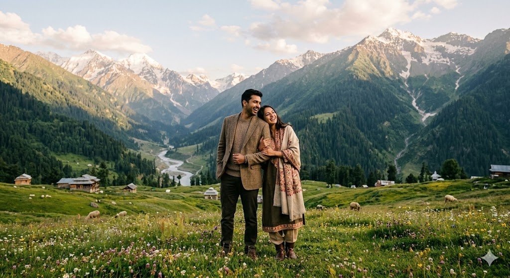 Couple Pose with Snow or Valley
